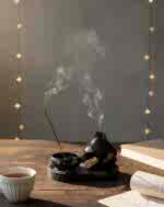 Seramik Tütsülük Seti Palo Santo Reçine ve Çubuk Tütsülük Meditasyon & Aromaterapi Dekoru - Görsel 2
