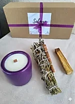 Tütsü ve Mum Set 3'lü Lavanta Kokulu Soya Mum Palo Santo Ağaç Tütsü Adaçayı Lavanta Üzerlik Tütsüsü - Görsel 2