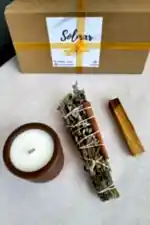Tütsü ve Mum Set Ud Ağacı Kokulu Soya Mum Palo Santo Ağaç Tütsü Adaçayı Lavanta Üzerlik Tütsüsü